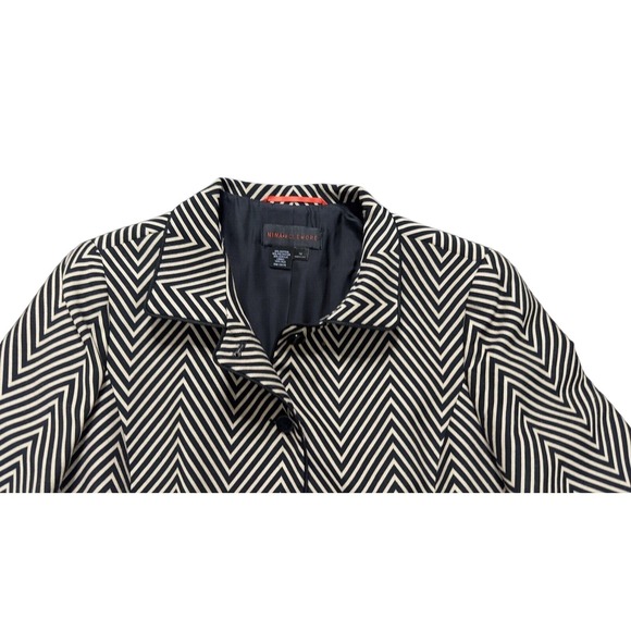 Nina McLemore Black Beige Chevron Cotton Silk Blazer Jacket Womens 14 USA - Picture 4 of 6